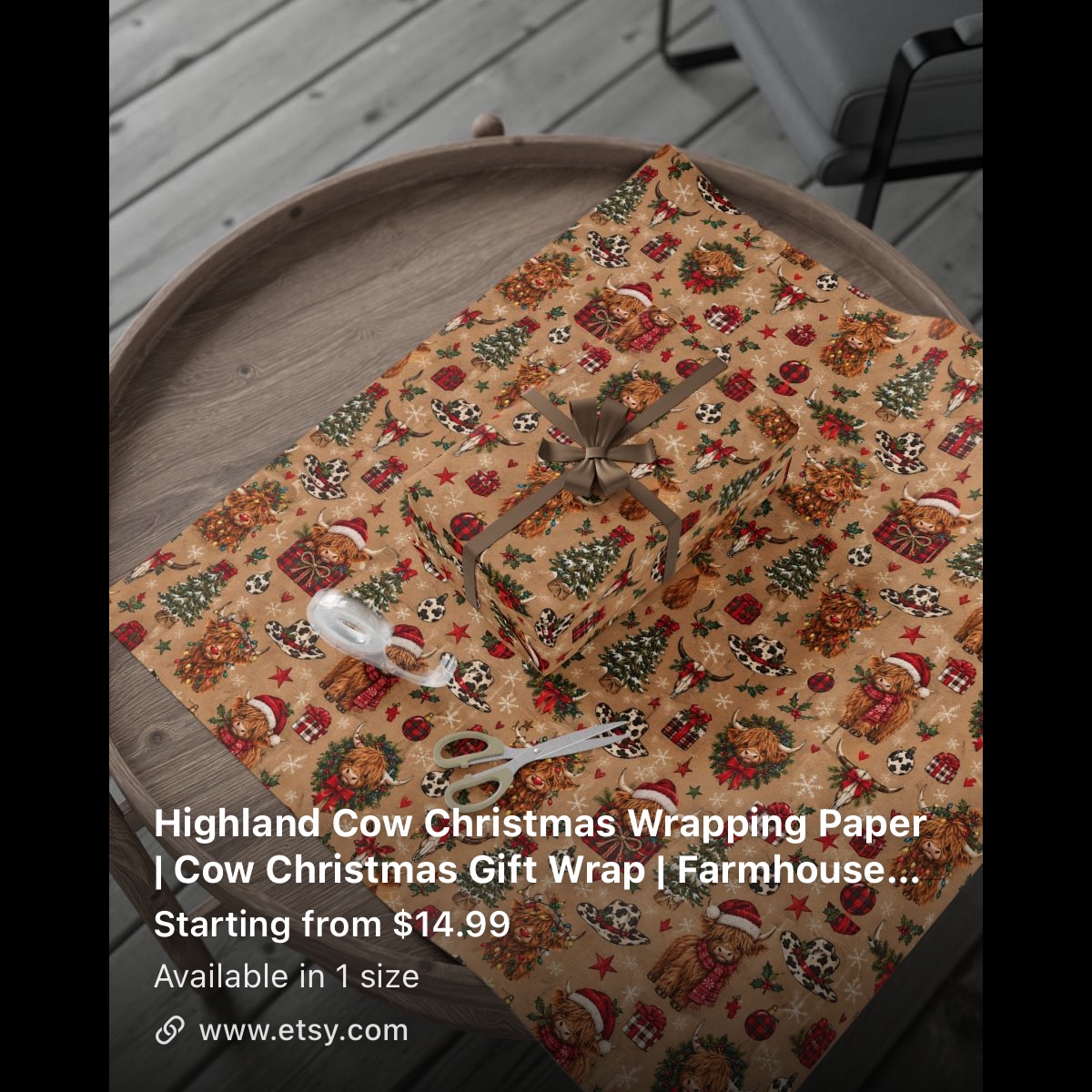 Highland Cow Christmas Wrapping Paper